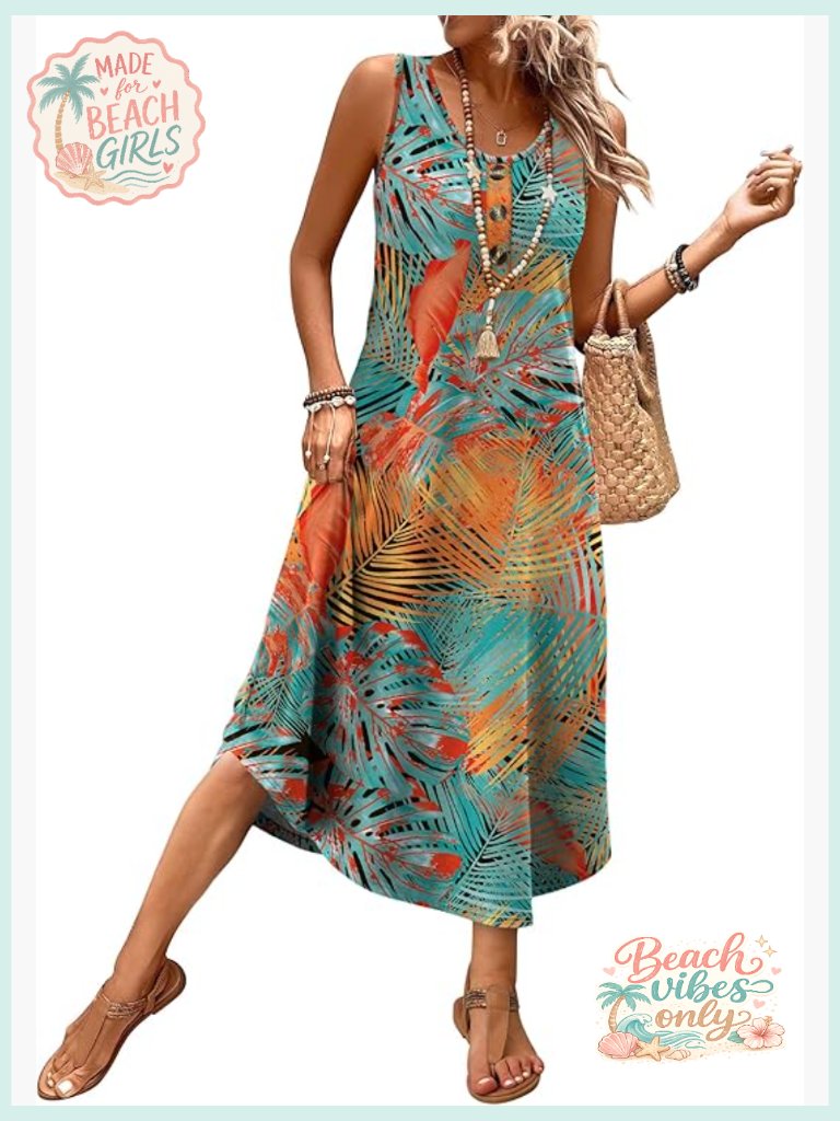 Sleeveless Button Front Midi Dress With Pockets, Soft Lightweight Fabric